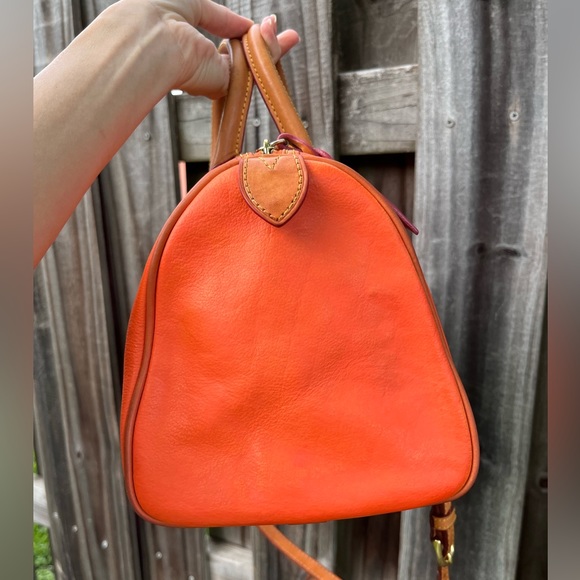 Dooney Orange Leather Satchel Barrel Bag 28cm - Picture 8 of 13